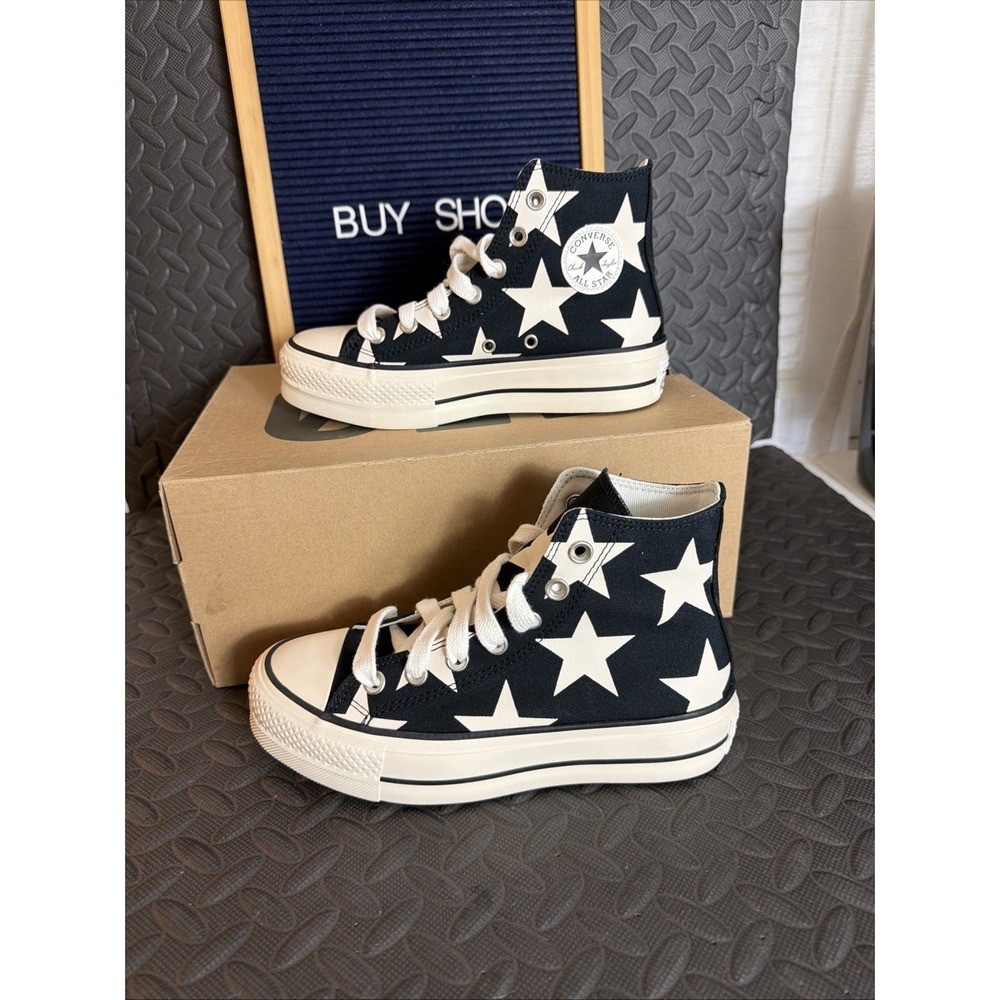Converse All Star Lift "Large Stars" Women Size 6 Platform Sneakers A09903C New!